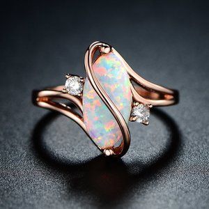NEW 18k Rose Gold Over Sterling Silver Opal Ring